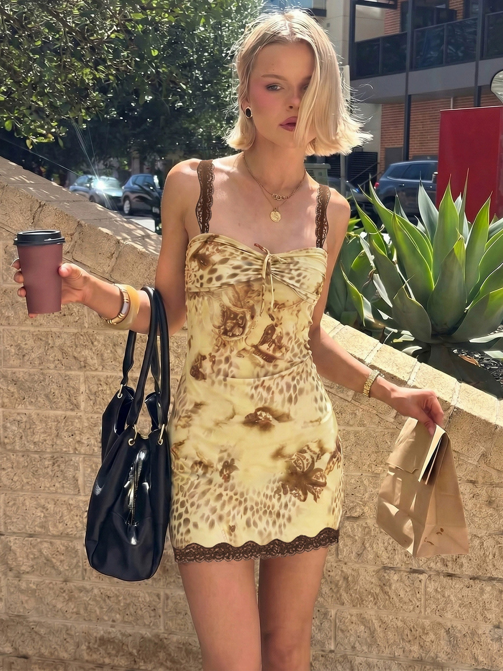 Zara Lace Trim Halter Summer Bodycon Mini Dress